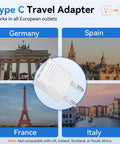 European Travel Plug Adapters For Jetset Trips US To Europe Type C Converters 8 Pack shown in Germany, Spain, France, Italy