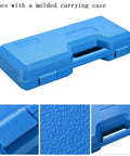 Beefy 6 Ton Manual Knockout Hole Punch Kit with Ratchet Wrench and Six Die Set in blue molded carrying case