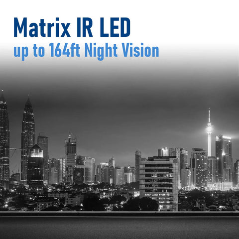 Matrix IR LED night vision up to 164ft for 2 MP 4 In 1 AHD CVI TVI Analog Turret Dome Security Camera