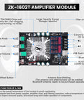 2.0 Channel Bluetooth 5.0 Power Amplifier Board With Dual TDA7498E Chips, 160W Per Channel, showing components and labels