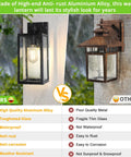 Durable Black Exterior Wall Lanterns With Hella Weatherproof Build For Backyards And Patios shown in the rain, made of high-end aluminum alloy.