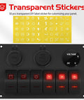 Six Gang Rocker Switch Panel 12V Marine Waterproof With Red LED 5 Pin Toggle USB Port Cigarette Lighter Socket And Voltmeter