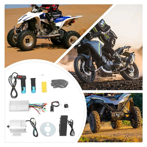 Beefy 1000W 36V Brushless DC Motor Kit with dirt bike and scooter, sprocket, controller, foot pedal throttle, T8F chain