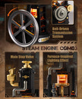 Industrial City Series 3D Puzzle Mechanical DIY Model Kit With Light And Movement Thermo Engine Transparent Piston Chamber Demonstrates Realistic Steam Power For Adults And Teens A Retro Industrial Decor Showpiece, belt-driven steam engine