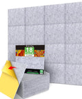 18 Pack Gray Acoustic Panels 12 By 12 Inch High Density Soundproof Wall Pads Seriously Dampens Room Noise Quick Snap Install stacked with backing.