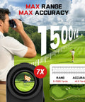 Golfer using Upgraded 0.5 Second Pin Lock Golf Rangefinder With Slope, 2X HD Bright LCD, 1500 Yards Range, 7X Magnification