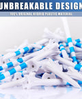 Three Prong Plastic Golf Tees 3-1/4 Inch Assorted Pack 100 Or 120 Count in unbreakable hybrid plastic material.