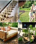 Stairway railing wrapped in Beefy Heavy Duty Jute Rope One And A Half Inch By Fifty Feet Natural Twisted Jute Rope for decor