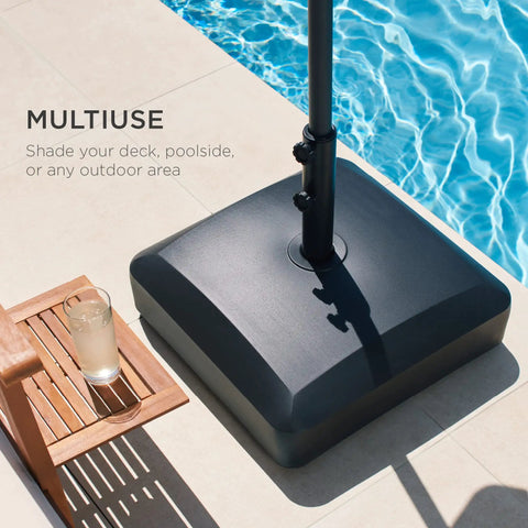123 Pound Fillable Mobile Umbrella Base With Four Wheels Two Locks And Two Tightening Knobs By Poolside