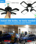 High Output 150W LED Garage Light With Four Adjustable Panels 15000 Lumens 6500K Daylight E26 E27 installed in garage
