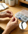 Hands holding cotter pin from Stainless Steel Hardware Pins Kit With Cotter Pins Hair Pin Clips Tractor Pins And Hitch Pin Clips