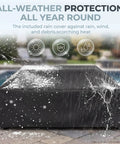 Outdoor Propane Fire Pit Table With 50,000 BTU, No Assembly, covered with black weatherproof rain cover