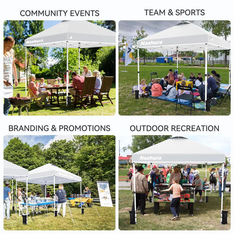 10 by 10 Foot Pop Up Canopy Tent With Sand Weight Bag Freestanding Sun Shelter For Picnic And Camping at various events