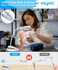 Woman using Go To Lighted Desk Magnifier With Clamp And Heavy Base, USB C Rechargeable, for crafts under flexible gooseneck