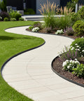 Easy Install Garden Edging Border 50 Ft No Tool Required 2 Inch Flexible Landscape Edging shown along curved path