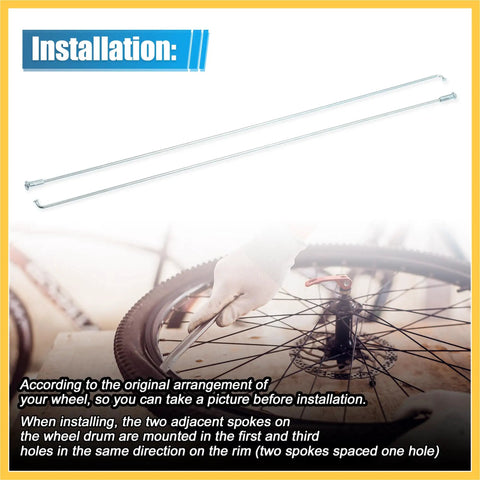 12 Pack 14G J Bend Bicycle Spokes Galvanized 296mm with Brass Nipples for MTB Wheel Repair Installation Guide
