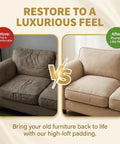 Kick Your Couch Back To Life With Premium Half Inch Thick Polyester Batting, Super Soft High Loft Polyfill Before and After Furniture Padding