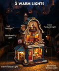 Hands-On DIY Miniature House Kit With Moving Scenes Music Box And LED Light, 3D Wooden Puzzles For Book Nook Tiny Home Decor, Kinetic Model Building Kit Type C Powered, Gift For Adults And Craft Lovers, lit toy shop scene