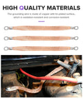 Heavy Duty 6 Pack Copper Braided Automotive Ground Straps With Terminal Plugs displayed with oxidation-resistant wires.