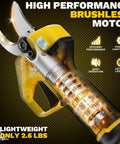 Brushless Electric Pruning Shears Cordless Garden Power Tool with LCD Display and SK5 Blades highlighting motor and features