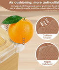 12 Pack Heavy Duty Corner Protectors For Baby Safety Furniture Edge Guards next to an orange demonstrating air cushioning impact resistance.