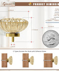 Image of Gorgeous Champagne Gold Crystal Floral Cabinet Knobs One And Three Eighths Inch Drawer Pulls 2 Pack showing detailed dimensions.