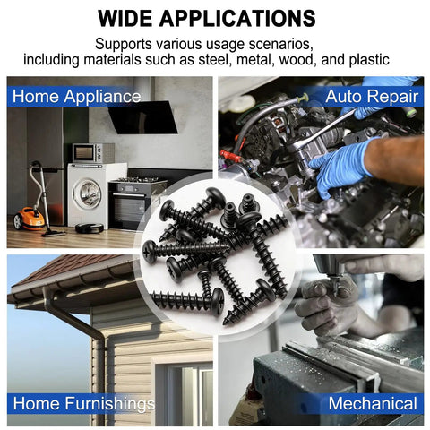 Heavy Duty M2 M3 M4 Phillips Pan Head Self Tapping Wood Screws Assortment Kit 685 Piece Set In 14 Sizes with diverse applications