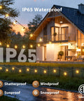 Outdoor String Lights 48 Ft LED Shatterproof Bulbs, Dimmable Waterproof Patio Lights For Outdoor Use in rainy backyard setting