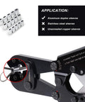Heavy Duty Wire Rope Cutting And Crimping Tool for Aluminum Oval And Double Barrel Stop Ferrule Sleeves shown with wire.