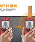 Professional Handheld Wall and Metal Detector Wall Scanner with LCD Screen shows results on bright display while scanning for studs.