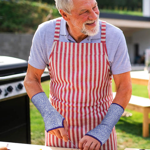 Set Of Three Cut Resistant Arm Sleeves Lightweight Thumb Hole Guards For Yard Work Kitchen Chores Soft comfort fit used while chopping.