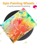 11 Inch Rotate Turntable For Cake Decorating And Painting With Smooth Ball Bearing Spin And 360 Degree Rotation Black Lightweight Display Stand For Spinning Spraying Decorating And Sculpting Projects By Kootek with colorful canvas on top