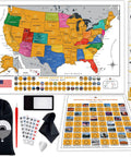 Scratch Off USA Map Wall Poster With All 63 National Parks 50 Landmarks And State Flags 24x17 Travel Tracker With Accessories