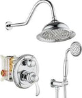 Ultimate Rain Shower System With 8 Inch Round Shower Head And Handheld Spray, polished chrome finish with single handle mixer