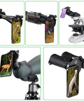 Universal Telescope Phone Adapter For 30mm To 60mm Eyepieces on scopes and microscopes with nature images on phone screens