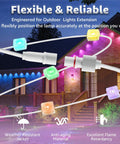 Heavy Duty 16 Foot Signal Booster Extension Cable For Outdoor LED Strip Lights IP68 Waterproof with colorful light modules.