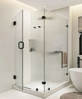 Heavy Duty 90 Degree Offset Shower Door Hinge, Wall Mount For Frameless Glass, Fits 5/16 To 1/2 In Tempered Glass, Matte Black