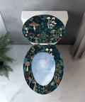 Toilet Seat Elongated Resin for Bathroom Replacement with colorful mushroom design, fits most elongated toilets, top view.