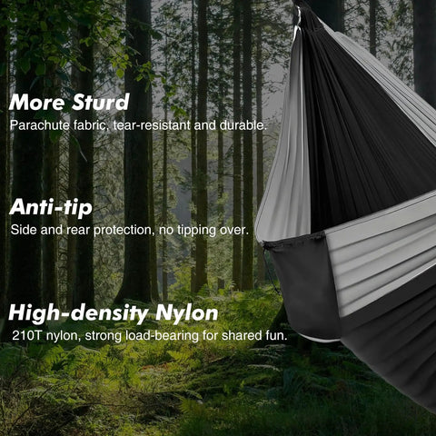 Portable Double Camping Hammock With Tree Straps And Carry Bag 600Lb Nylon Outdoor Lounge For Travel Hiking Beach Backyard