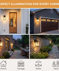 Set And Forget Dusk To Dawn Wall Mount Porch Light With Auto Photocell Sensor illuminating front porch and garage.