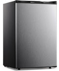 Top Tier Upright Mini Freezer With 3.0 Cubic Foot Storage And Brushed Stainless Steel Build, compact design for easy home organization.