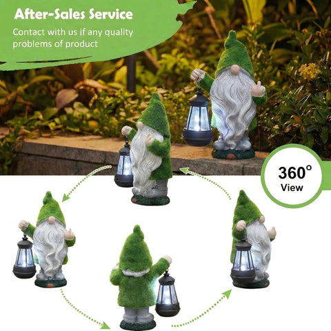 360-degree view of Angry Dude Gnome With Solar Lights, Large Funny Garden Statue For Outdoors, Patio, Yard And Lawn.