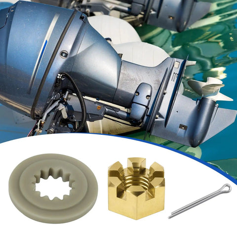 Outboard Prop Hub Nut Kit For Johnson Evinrude Motors, Pro Grade Upgrade With Nut Cotter Pin And Prop Spacer, Replaces OMC 175267 And Sierra 18-3716, Fits 40-140 HP Engines