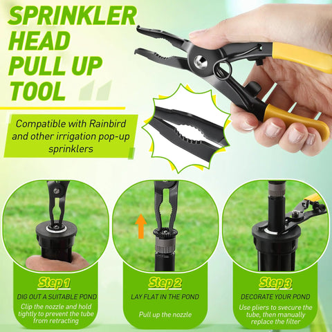 Hand holding One Pack No Hassle Pop Up Sprinkler Head Tool For Easy Lift And Repair, Compatible With Rain Bird And Hunter Sprinklers