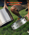 Person setting up Stainless Steel Fire Pit Stand For Solo Stove Bonfire 19.5 Inch Ring Compatible Smokeless Fire Pit