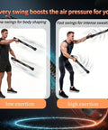 Two men demonstrating Cordless Battle Rope For Home Gym Grab And Go Training, showing low and high exertion exercises.