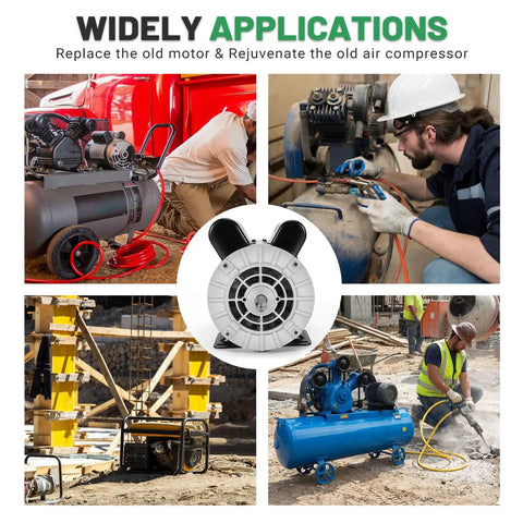 Heavy 5Hp Air Compressor Motor 3450 Rpm 208V Single Phase P56 Ccw Rotation used in various applications for reliable performance.