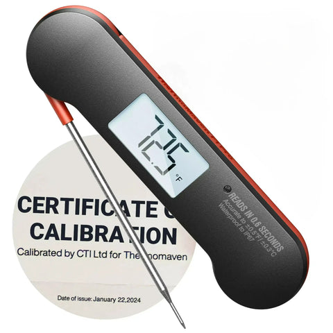 Lightning Fast Digital Meat Thermometer With A 0.6 Second Read And PlusMinus0.5F NIST Certified Accuracy IP67 Waterproof