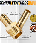 Brass Hose Barb Fittings Kit With Splicer Mender showing splicer adapter, solid brass, anti-corrosion features