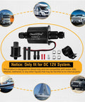 12V Low Pressure Inline Fuel Pump 2 To 3.5 PSI 24 GPH Universal Kit with hose fittings, clamps, and mounting hardware